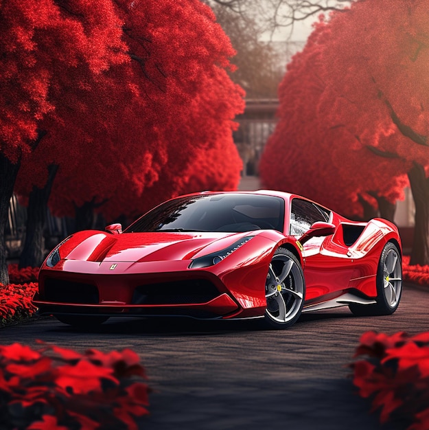 La Voiture Rouge Est Une Voiture Classique Avec Un Toit Rouge