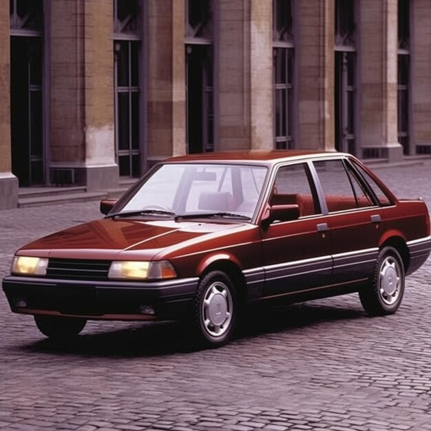 Photo une voiture rouge avec le numéro de plaque d'immatriculation 818.