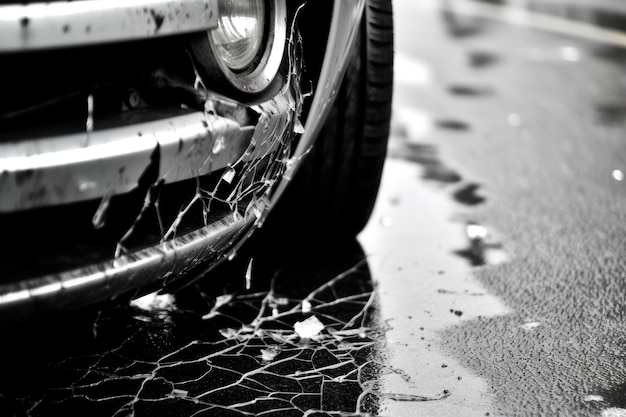 La voiture se tient sur le bord de la route dans un accident AI générative