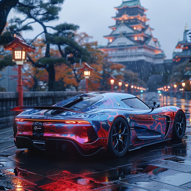 Photo voiture de sport dans la rue du japon