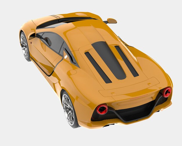 Voiture de sport isolée sur fond illustration de rendu 3d