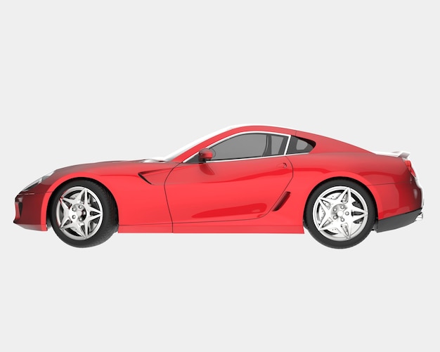 Voiture de sport isolée sur fond illustration de rendu 3d