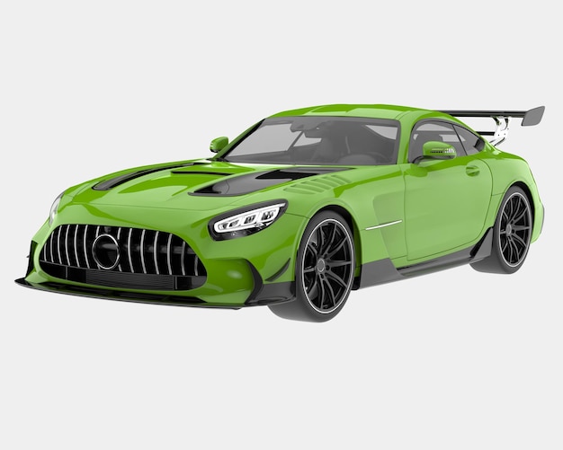 Voiture de sport isolée sur fond illustration de rendu 3d