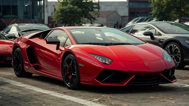 Une voiture de sport Lamborghini rouge