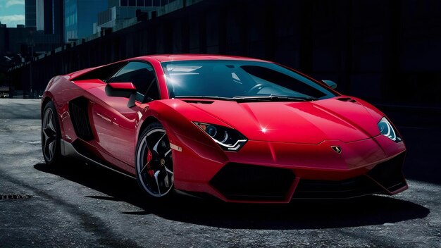 Une voiture de sport Lamborghini rouge