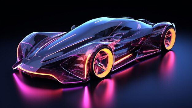 Voiture de sport néon du futur