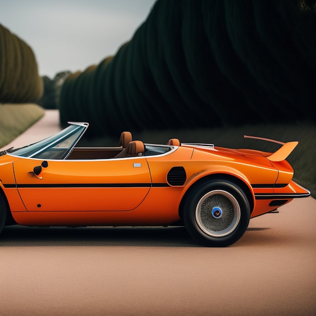 Photo une voiture de sport orange avec le mot ferrari sur le côté.