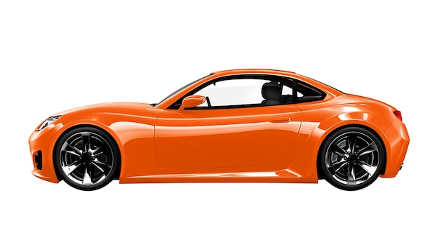 Voiture de sport orange png véhicule 3D fond transparent