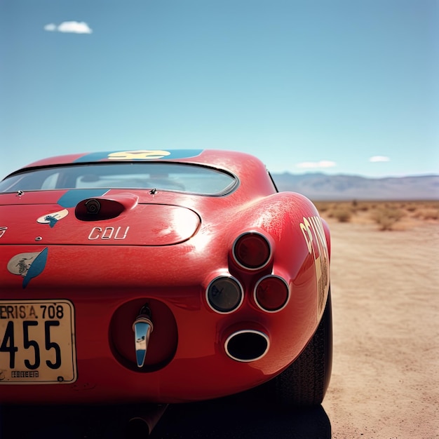 une voiture de sport rouge avec la plaque d'immatriculation numéro 44