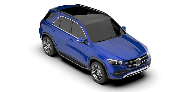 Voiture SUV réaliste isolée sur fond illustration de rendu 3d