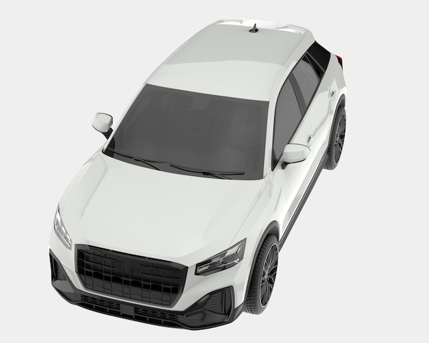 Voiture SUV réaliste isolée sur fond illustration de rendu 3d