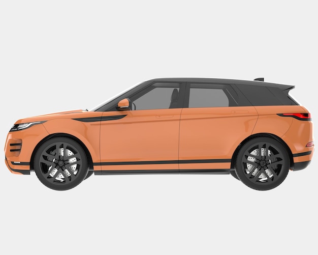 Voiture SUV réaliste isolée sur fond illustration de rendu 3d