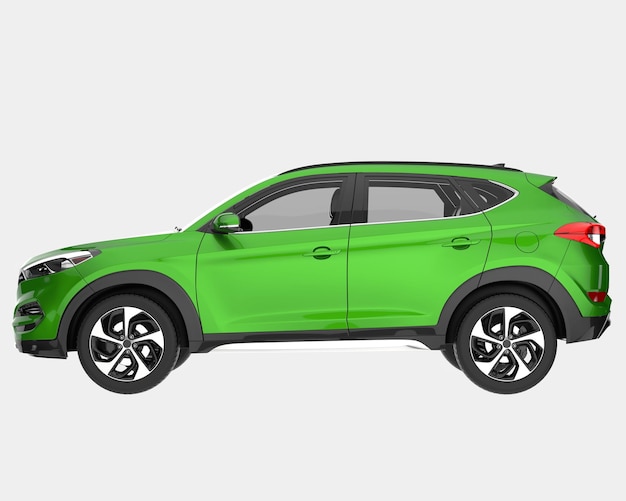 Voiture SUV réaliste isolée sur fond illustration de rendu 3d