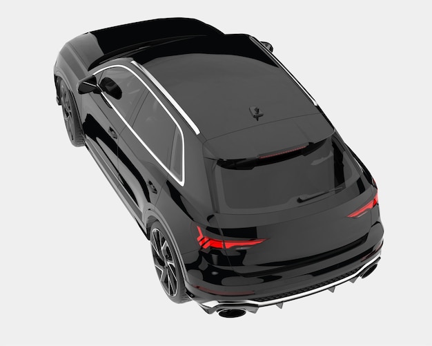 Voiture SUV réaliste isolée sur fond illustration de rendu 3d