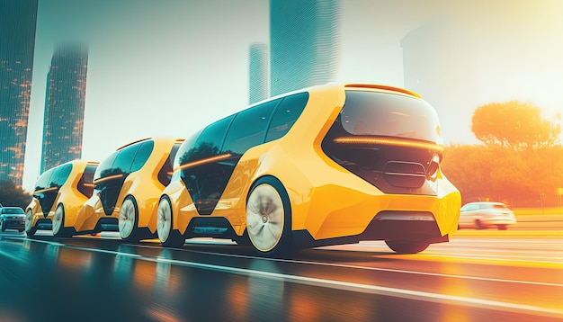 Voiture de taxi autonome de voiture électrique futuriste dans un futur proche Generative Ai