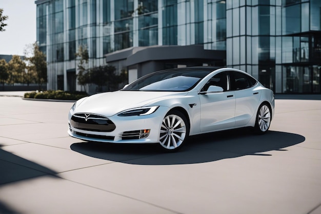 Une voiture Tesla isolée sur fond blanc