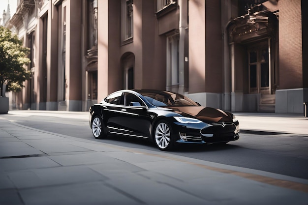 Une voiture Tesla isolée sur fond blanc