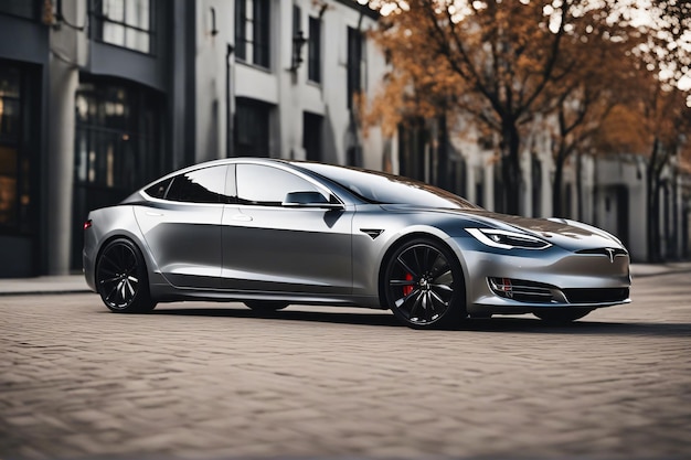 Une voiture Tesla isolée sur fond blanc