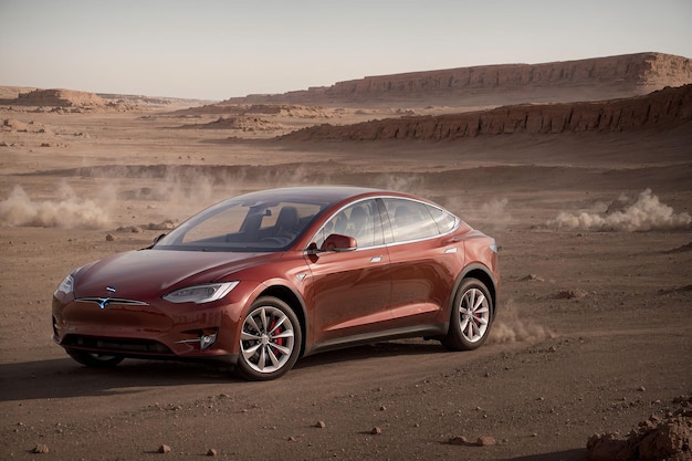 Voiture Tesla sur Mars