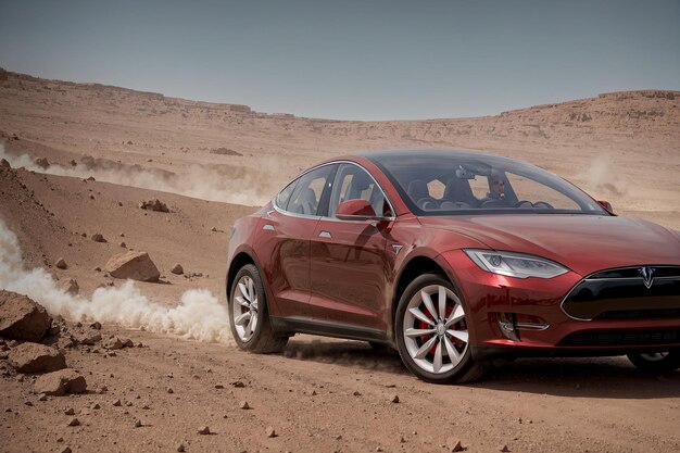 Voiture Tesla sur Mars