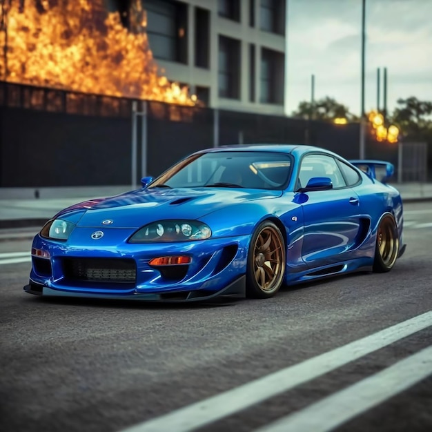 une voiture toyota supra mk4 dans une route