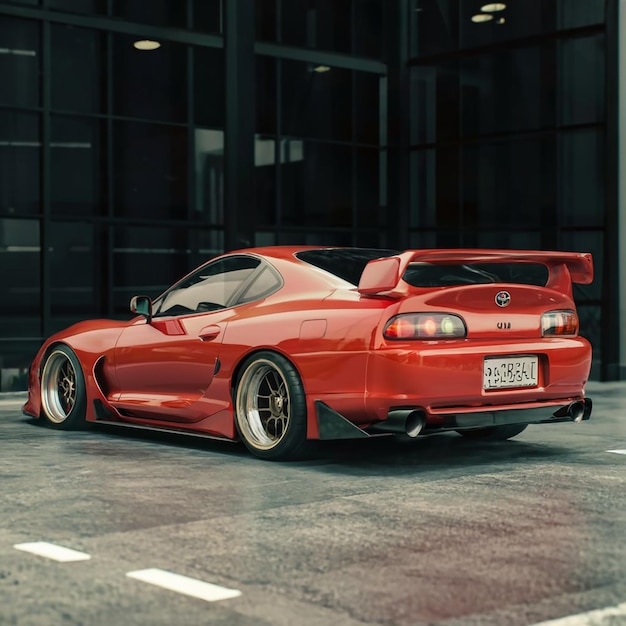 une voiture toyota supra mk4 dans une route