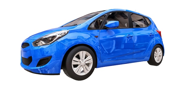 Voiture de ville bleue avec surface vierge pour votre design créatif. rendu 3D.