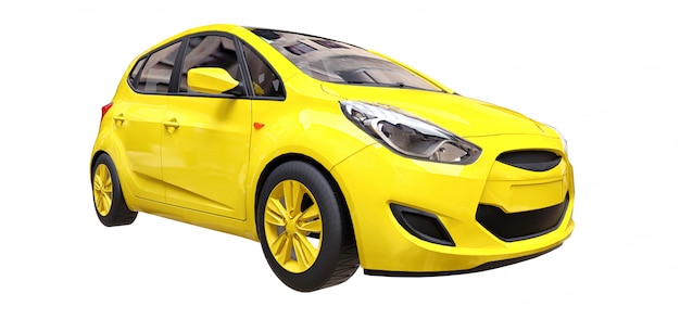 Voiture de ville jaune avec surface vierge