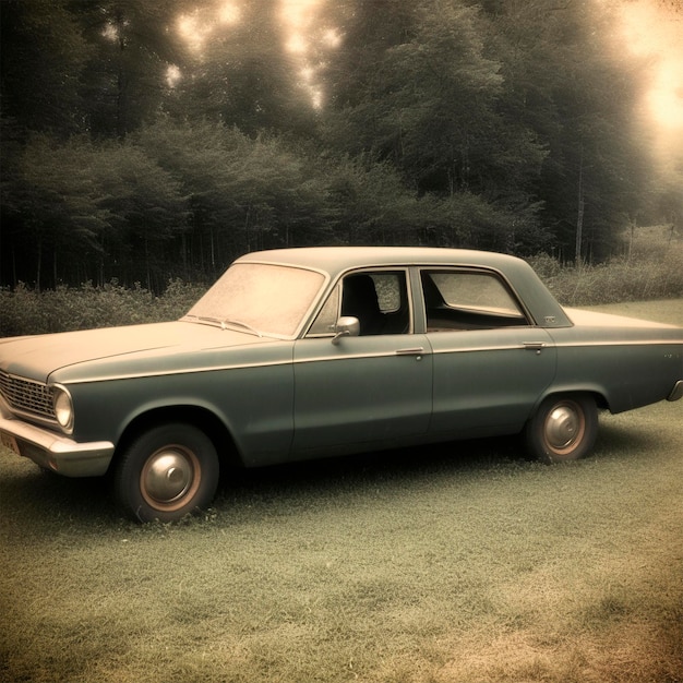 Une voiture vintage sur le fond de la nature