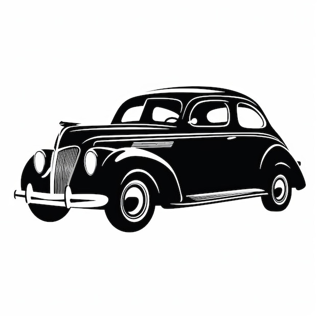 Une voiture vintage noire d'élégance art déco dans le style de pochoir