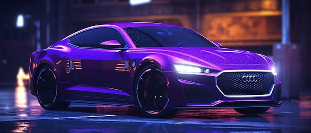 Une voiture violette avec le mot gt sur le côté