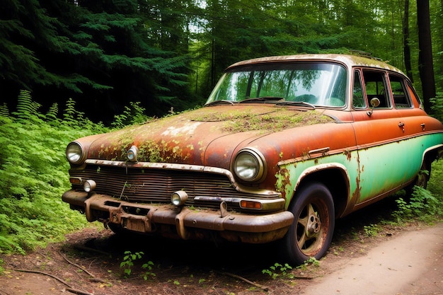 Voitures abandonnées Reliques oubliées Capturer la beauté des voitures abandonnées Generative AI