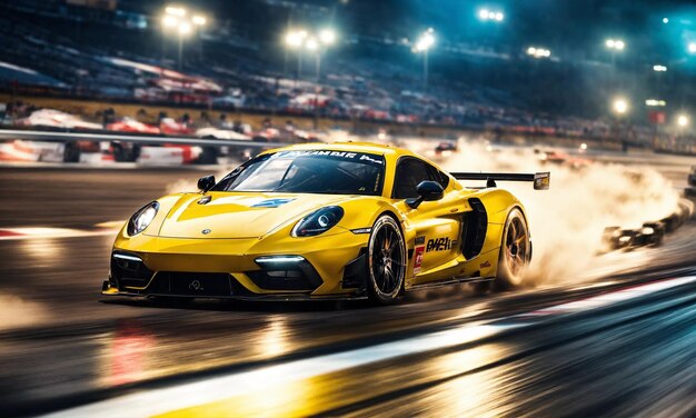 voitures de course courant à grande vitesse sur une piste de vitesse