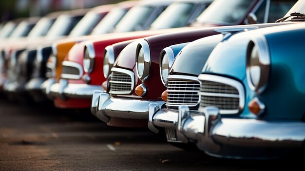 Photo des voitures rétro vintage en rangée.