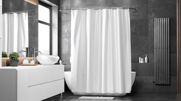 Voix avant du rideau de douche blanc et fermé