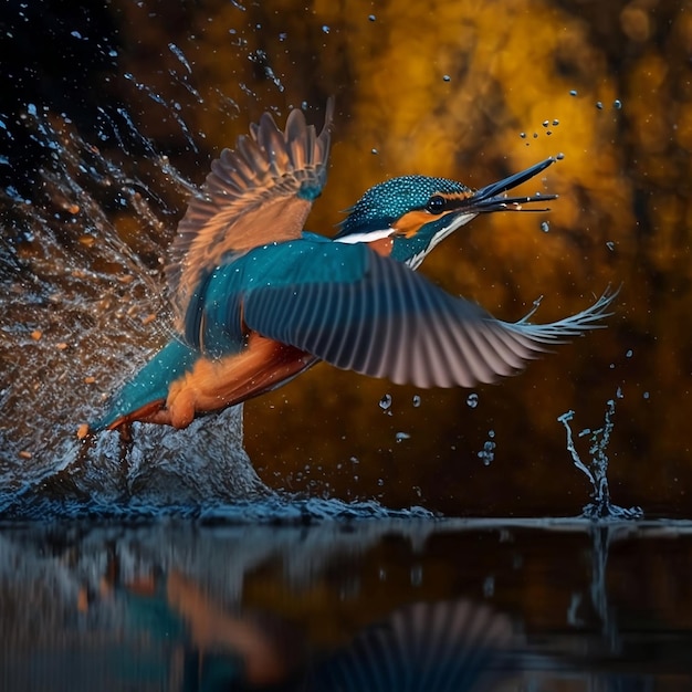 Vol gracieux L'art de l'écrémage des oiseaux sur l'eau généré avec Ai