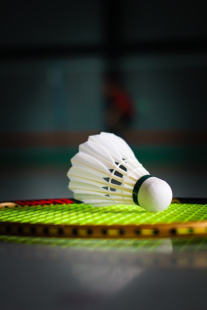 Volants et raquette de badminton.