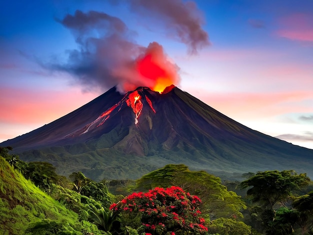 Photo volcan au costa rica généré par l'ia