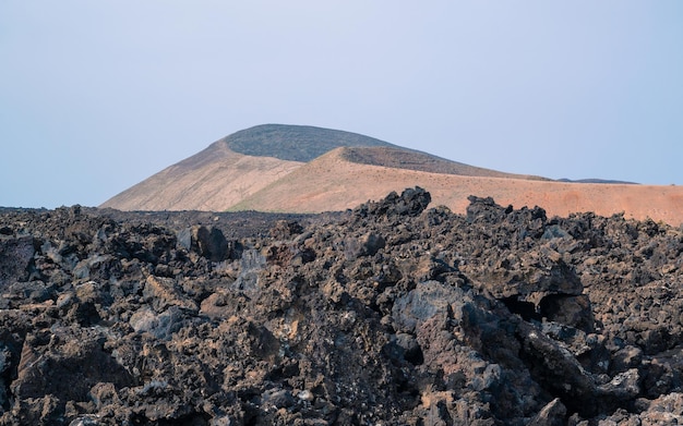 Volcan Caldera Blanca vu de la lave Timanfaya Canaries Lanzarote Espagne