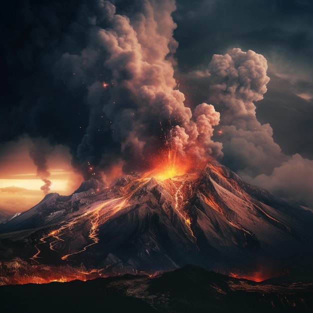 Volcan en éruption éruption volcanique