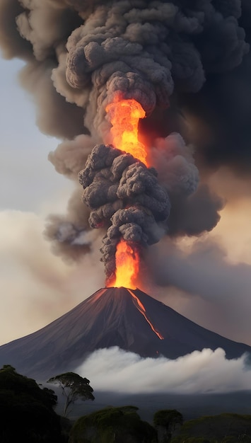 un volcan en éruption