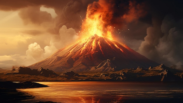 Volcan en éruption