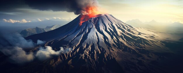 Volcan Java oriental Indonésie panorama du paysage naturel génératif ai