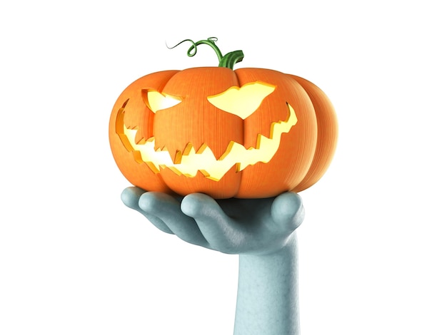 Voler des citrouilles d'halloween colorées sur fond pastel vacances décoration tropicale rendu 3d