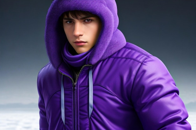 Voleur de jeunes adultes en vêtements de sport violets