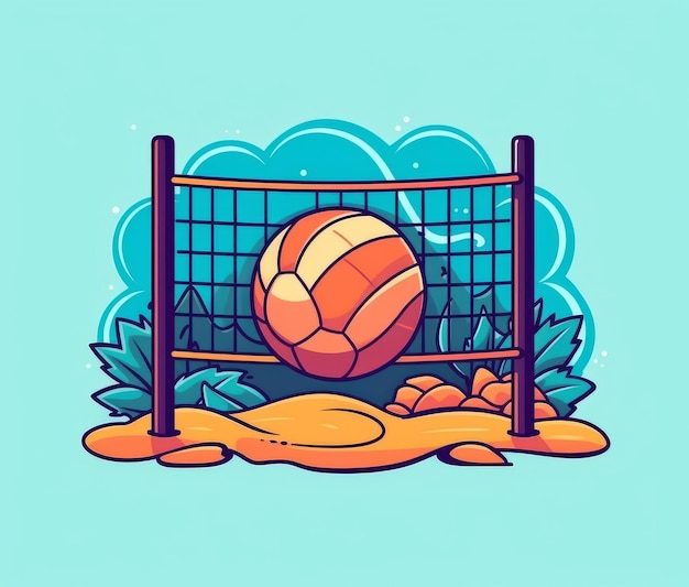 Volley-ball sur fond bleu