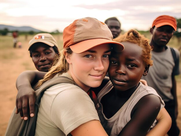 Photo volontaires en afrique aide aux pays pauvres d'afrique