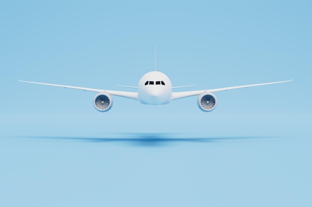 Vols autour du monde en avion avion blanc sur fond bleu rendu 3d