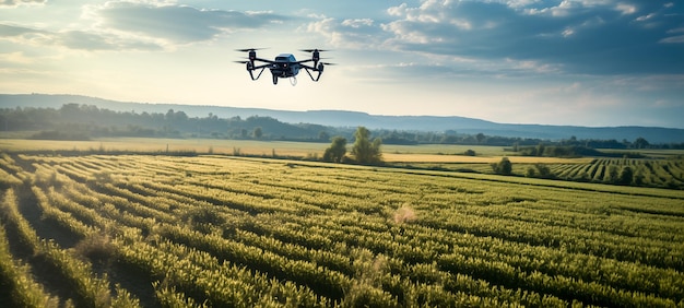 Photo vols de drones sur l'agriculture nouvelle technologie