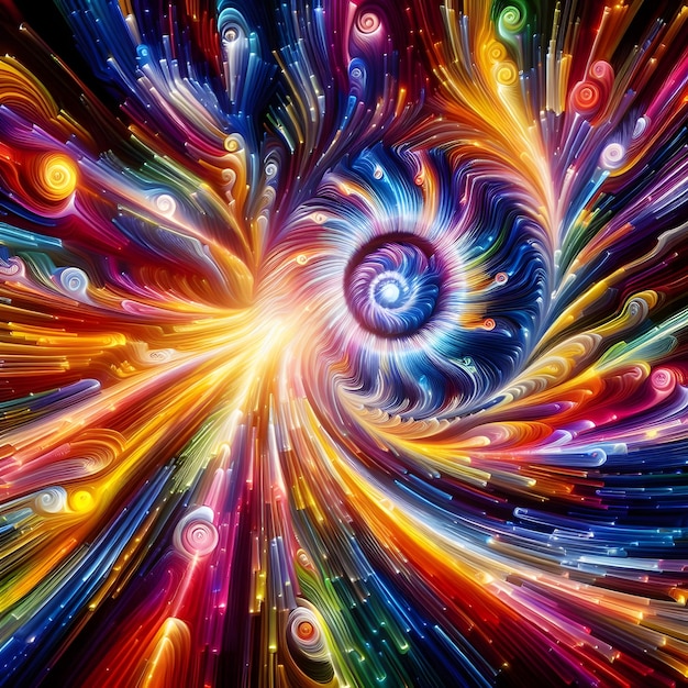 Vortex psychédélique présentant des formes abstraites et colorées dans un spectacle cosmique